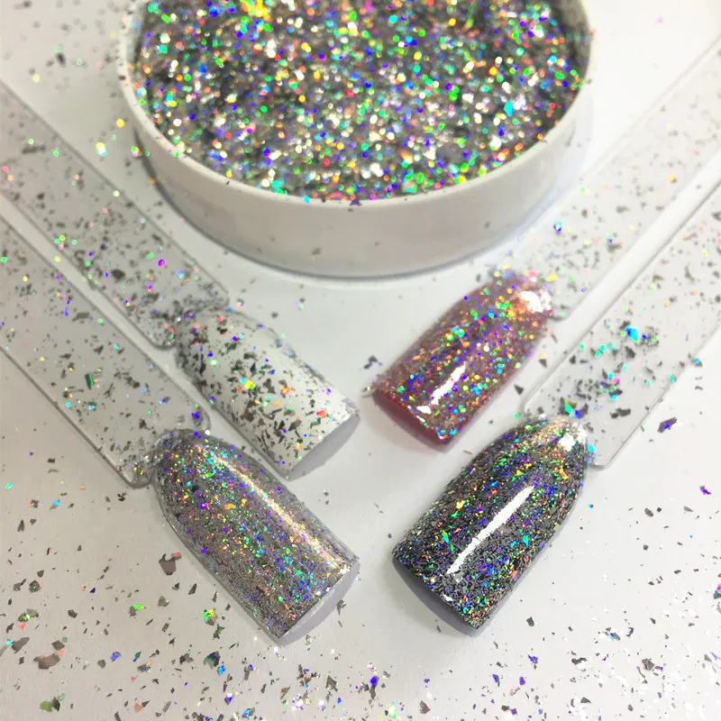 

2-WAY GALAXY Holographic Flakes Chrome Nail Flakes Shining Effect Chameleon Flakes Galaxy Hologram for Nail Art Manicure