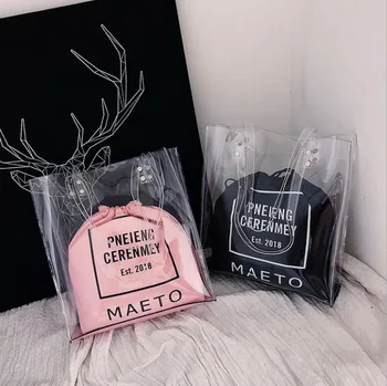 

20pcs/lot Fashion Women Transparent Bag Clear PVC Small Tote Messenger Bags large capacity Shoulder Bag Female Lady