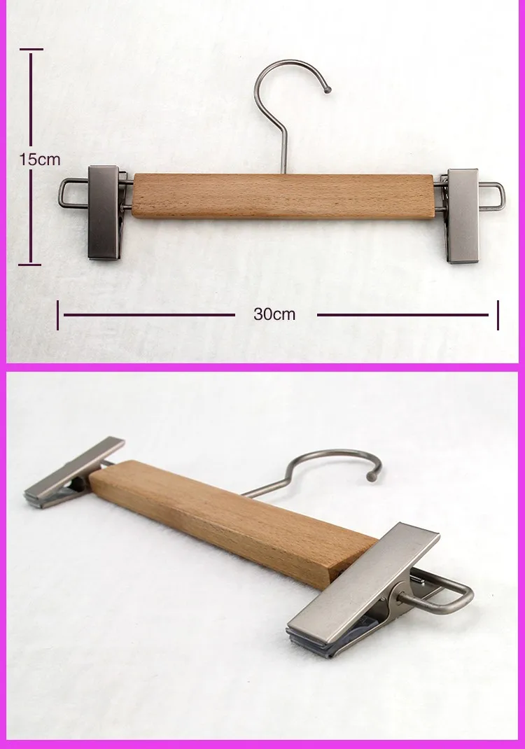 Sainwin 10 шт./партия 30 см высший сорт модные штаны зажимы деревянная вешалка натуральный цвет зажим из нержавеющей стали вешалка для одежды 2 стиля