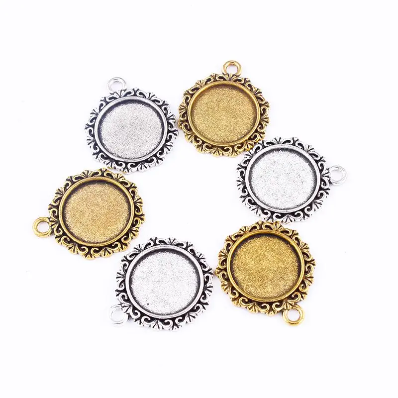 

10pcs 18mm Silver/Gold Plated Flower Necklace Pendant Setting Cabochon Cameo Base Tray Bezel Blank Jewelry Making Findings