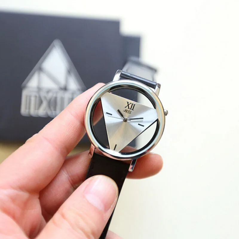 Брендовые Роскошные повседневные спортивные часы мужские женские Уникальные с треугольным циферблатом черные модные часы