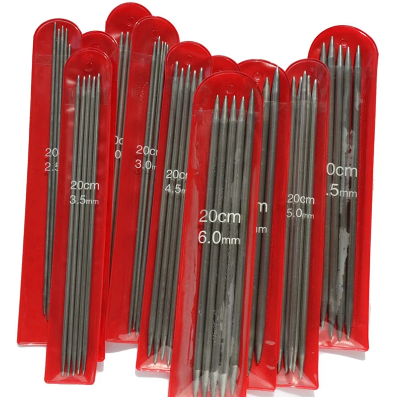 11 Sizes 8" 5Pcs/Size Stainless Steel Knitting Needles Straight Double