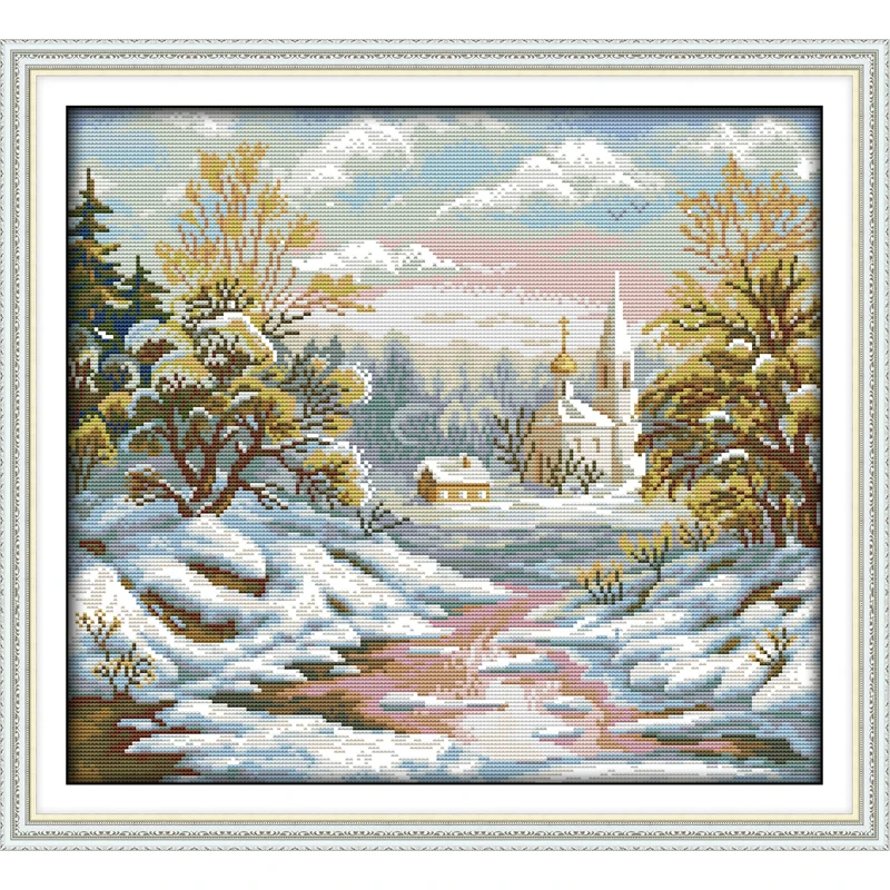 

Everlasting love The early frost Chinese cross stitch kits Ecological cotton clear printed 14CT 11CT DIY Christmas decorations