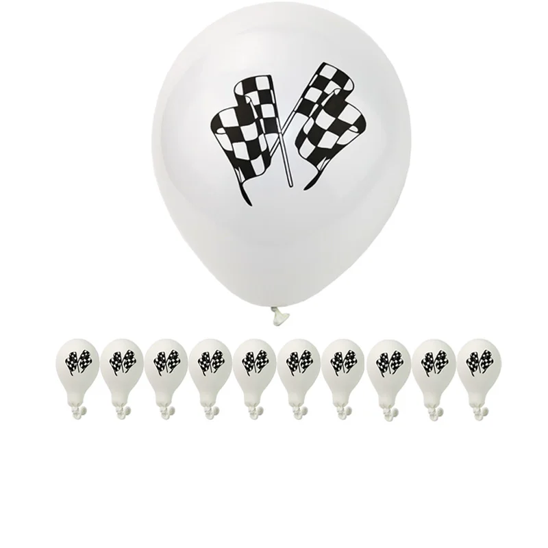 

10pcs 10inch Racing Flags Latex Balloon Party Balloons Checkered Balloon Car Race Line For Kids Party Supplies