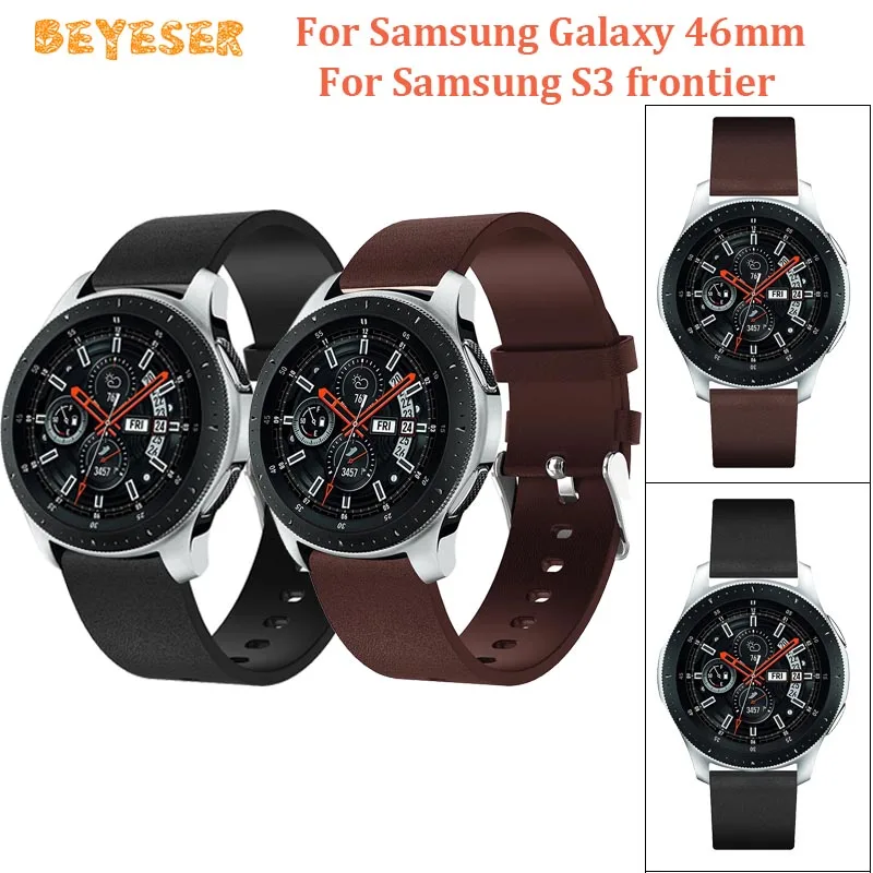 

Genuine Leather watch band For Samsung galaxy watch 46mm S3 Smart Watch Replacement Bracelet watches Strap 22mm wristband belt