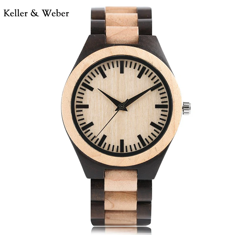 

KW 2018 Luxury Watches Men Full Wood Strap Round Simple Bracelet Clasp Quartz Movement Wristwatch Gifts relogio masculino