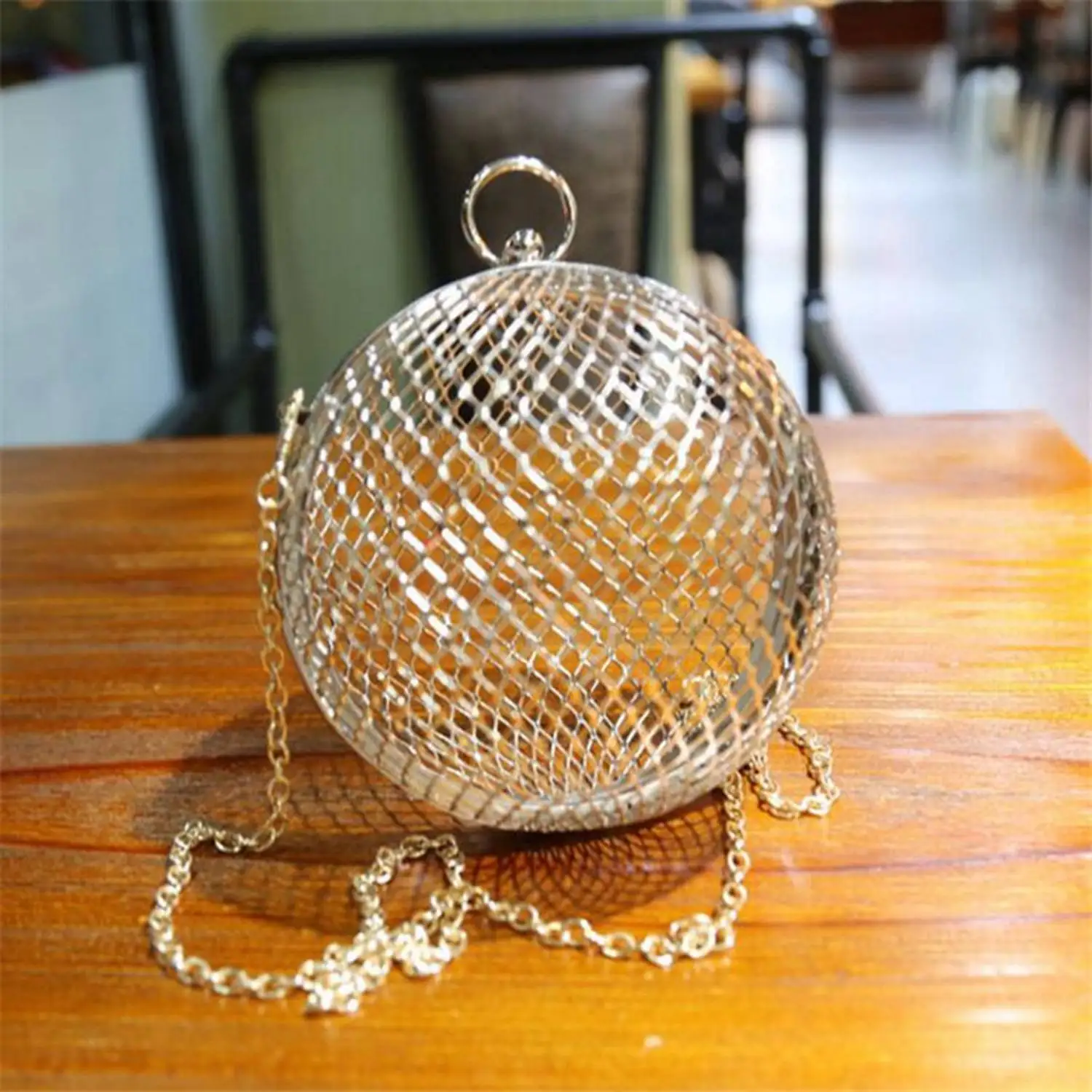 Полый металлический шар сумка клетки Для женщин круглый клатч вечерние женские Роскошные Свадебная вечеринка сумки Креста тела кошелек