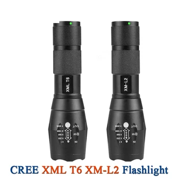 

XM L2 zoom most powerful flashlight CREE XML T6 flashlight mini Portable backpack torch 18650 or AAA waterproof hunting lantern