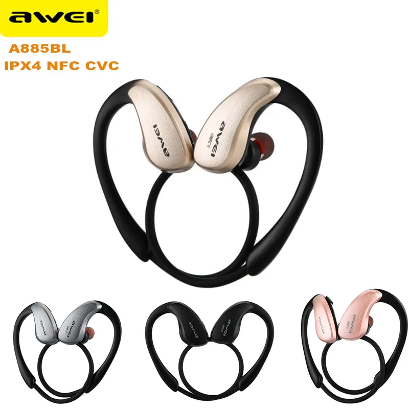 

New Awei A885BL APR-X HiFi Music Sport Earphones IPX4 Waterproof Bluetooth Support NFC CVC Noise Reduction Microphone Headphones