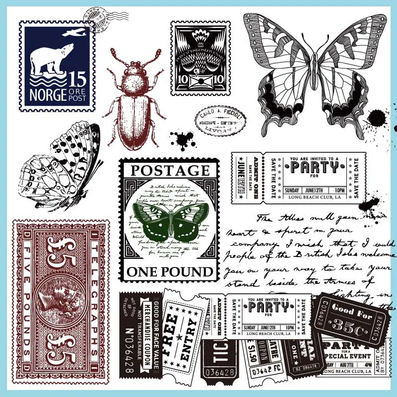

2018 Fun Kid Stamps Insect Tickets Character Clear stamps Silicone Transparent Stamp For Scrapbooking DIY Decor tools