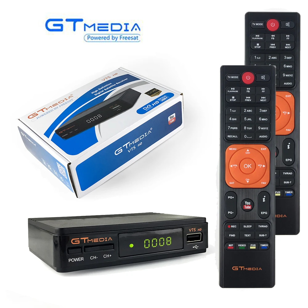 

GtMedia V7s Digital Satellite Receiver AC-3 DVB-S2 Receptor Extra Remote Control Cline WiFi Decoder Youtube Biss VU Freesat V7