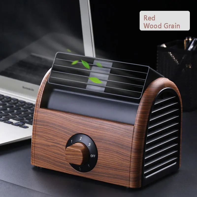 Red wood grain Kbxstart мини-вентилятор, портативный вентилятор, 55 дБ, низкий уровень шума, 3 файла, скорость ветра 220 В, энергосберегающий настольный вентилятор ABS - Цвет: Red wood grain