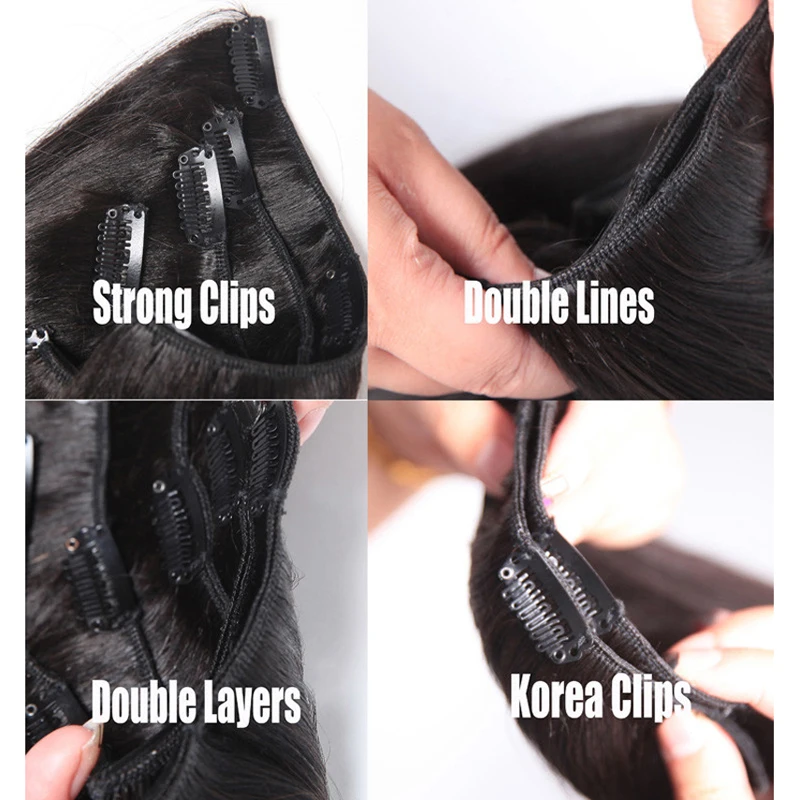 7pcs 100g Italian Coarse Yaki Clip In Hair Extensions Natural