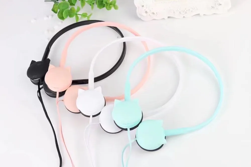 Chiclits Cute Cat Headphones 3.5mm Common Wired Music Sport  Headset 1.2m With Mic Headphone for ipod Mobile Phone MP3 for Girls Child Gifts (8)
