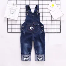 DIIMUU/классическая одежда для малышей; джинсовые комбинезоны для мальчиков; повседневные джинсы; брюки; детская одежда с принтом; брюки на подтяжках для малышей