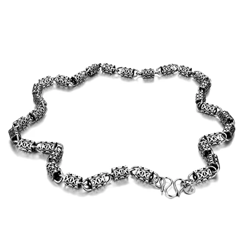 

New Fashion pendant Man 925 sterling silver long necklace 7 mm 57cm man solid silver chain Retro Pattern Thai silver jewelry