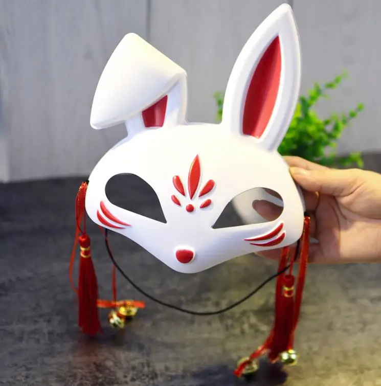 Женская половина лица маска кролика ручная роспись японский стиль Маскарад лиса маска Высокое качество