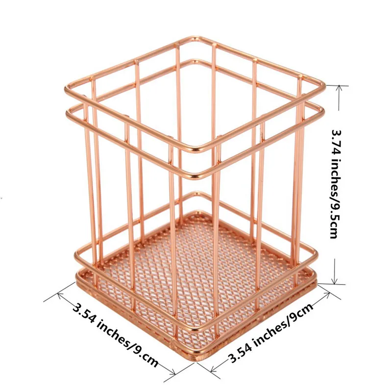 Розовое золото Проволочная Сетка карандаш/стакан для карандашей квадратное железо сетка ручка/карандаш чашка канцелярские