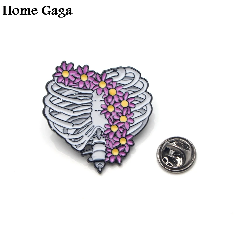 Homegaga цветы скелет феминистские булавки для мужчин и женщин Шарм рубашки пальто