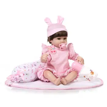 

Nicery 16-18inch 40-45cm Bebe Doll Reborn Soft Silicone Boy Girl Toy Reborn Baby Doll Gift for Children Red White Wig