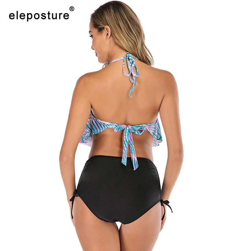 Günstig Sexy Rüschen Bikinis Frauen Badeanzug 2020 Hohe Taille Bikini Bademode Badeanzug Drucken Anzüge Sommer Strand Tragen Schwimmen Anzug Für Frauen