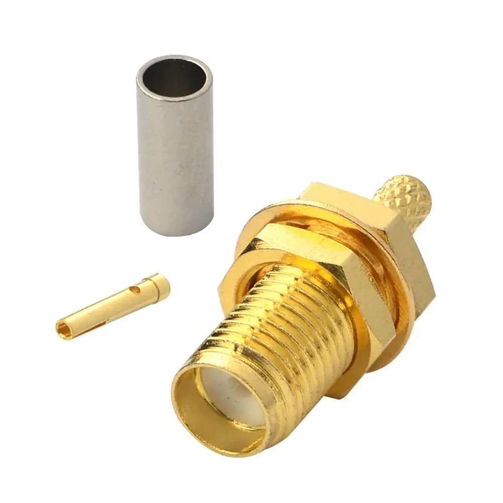 

100 Pieces SMA Connector Female Jack Center Nut Bulkhead Crimp for RG174 RG179 RG316 RG188 LMR100