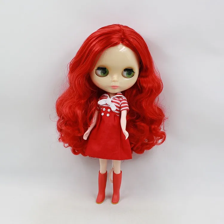 Фабрика Blyth кукла Обнаженная 230BL1248 красные волнистые волосы центральная стрижка прозрачное лицо 4 цвета для глаз подходит для DIY