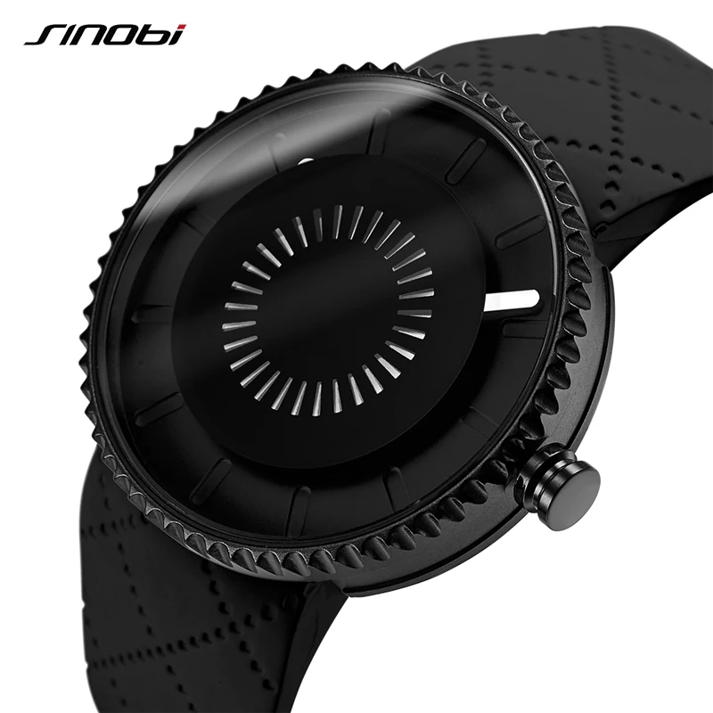

SINOBI Creative Men Quartz Watch Fashion Black Waterproof Sport Watches Unique Big Dial Design Mens Wristwatch Relogio Masculino