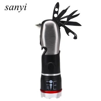 

9 in 1 Multi-tool LED Flashlight Zoomable Tactical LED Flashlight Lamp Torch By 3 x AAA Battery for Outdoor Camping Survival