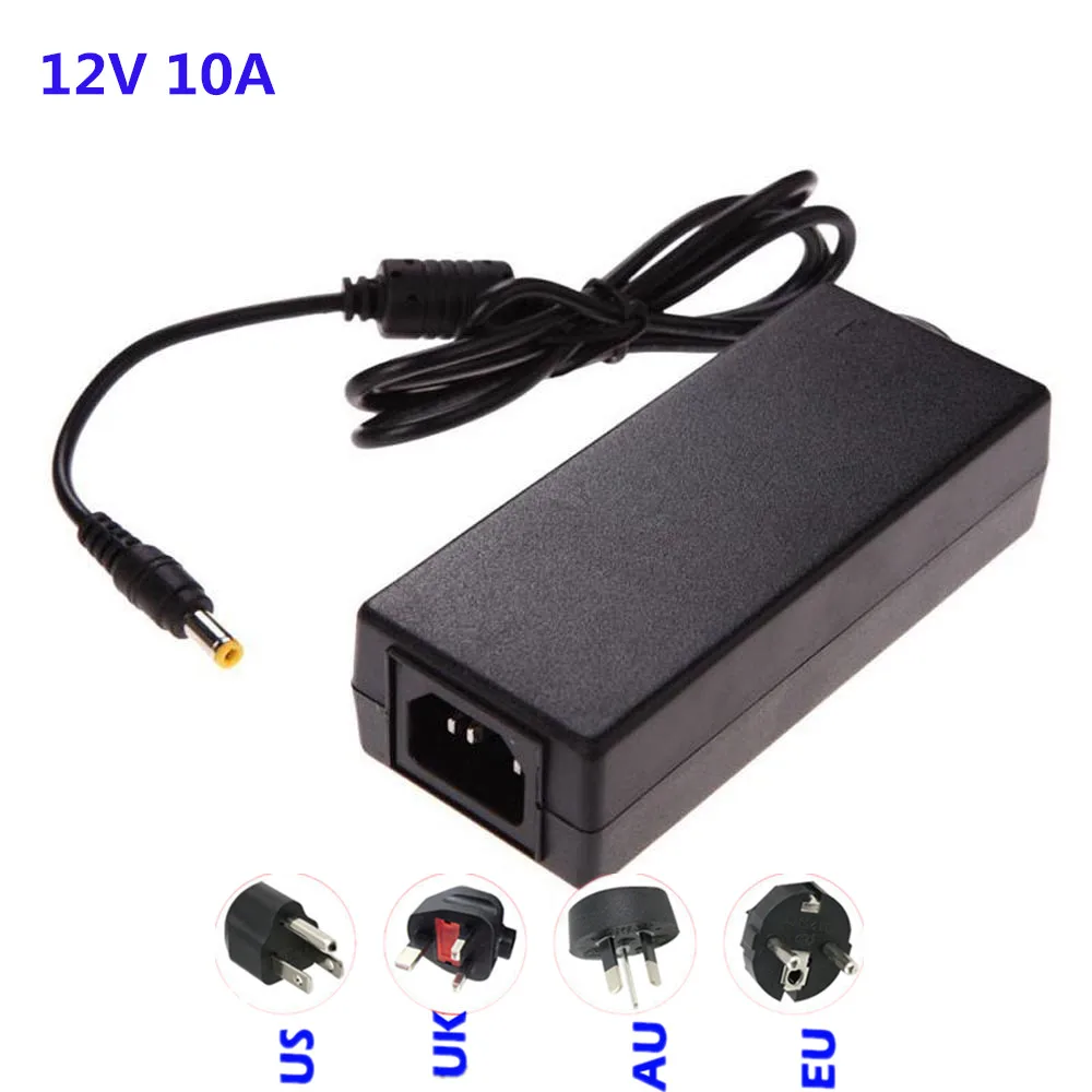 buy led power supply adapter transformers for led strip 5050 3528 5630 3014 AC 110v 220V to DC 12V 10A 120W with EU AU UK US plug