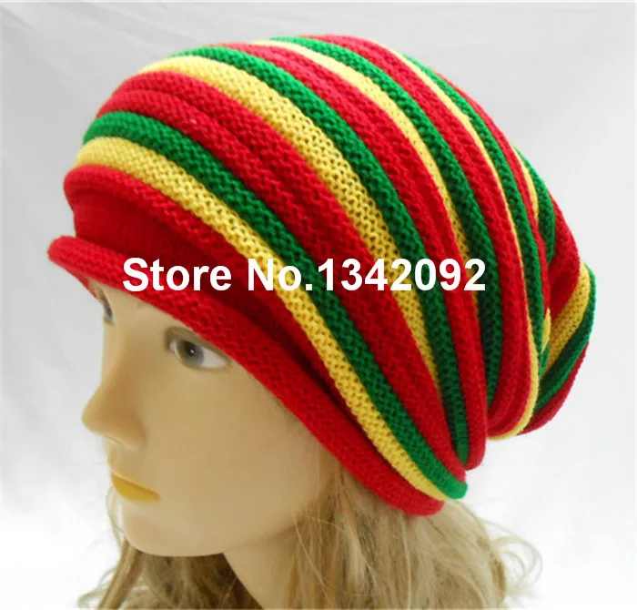5 шт./лот, модная Jamaica Rasta Reggae Beanie, разноцветная полосатая шапка в стиле хип-хоп, мешковатые громоздкие шапочки, Skullies Hat Gorro - Цвет: new rasta