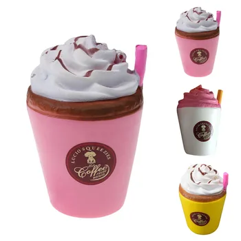

Fun Squishy Toy Simulation Ice Cream Coffee Straw Cup Squeeze Slow Rising Stress Relief Healing Toy Coffee Shop Decoration