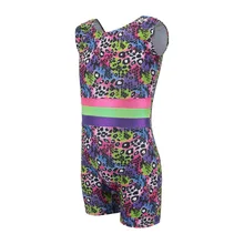 Балет гимнастический костюм без рукавов для маленьких девочек Цвет узор комбинезон-Ромпер Для занятий танцами, одежда Одежда для танцев