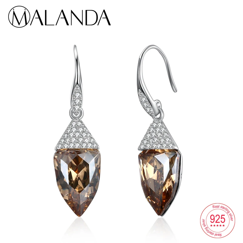 

MALANDA Crystal From Swarovski Luxury Royal Drop Earrings 925 Sterling Silver Drop Earrings For Women Fashion Wedding Jewelry