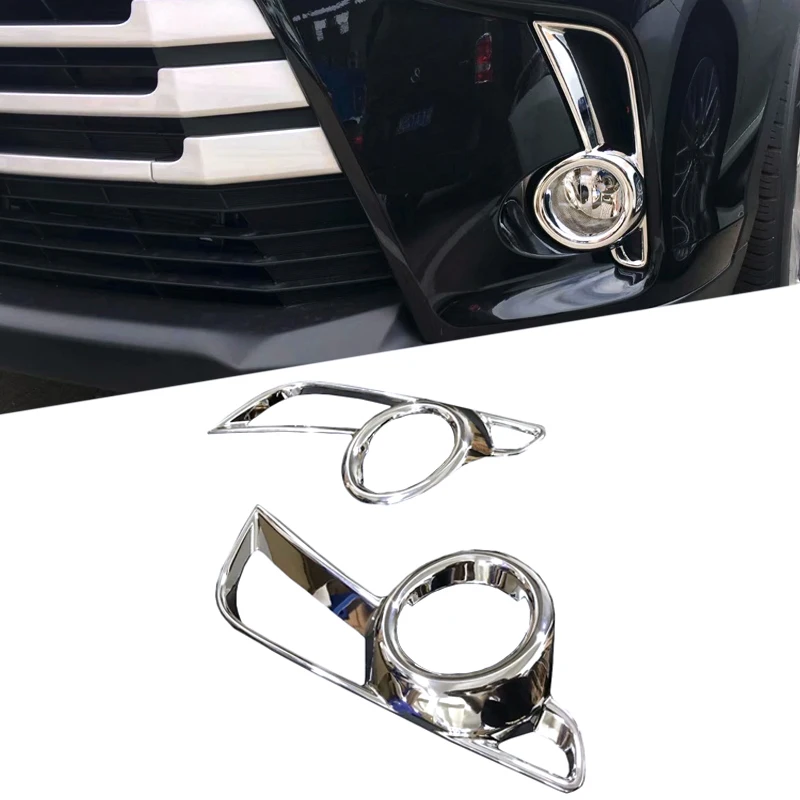 

For Toyota Highlander Kluger Facelift 2018 2019 ABS Chrome Front Foglight Fog Light Cover Trim Car Accessories 2pcs