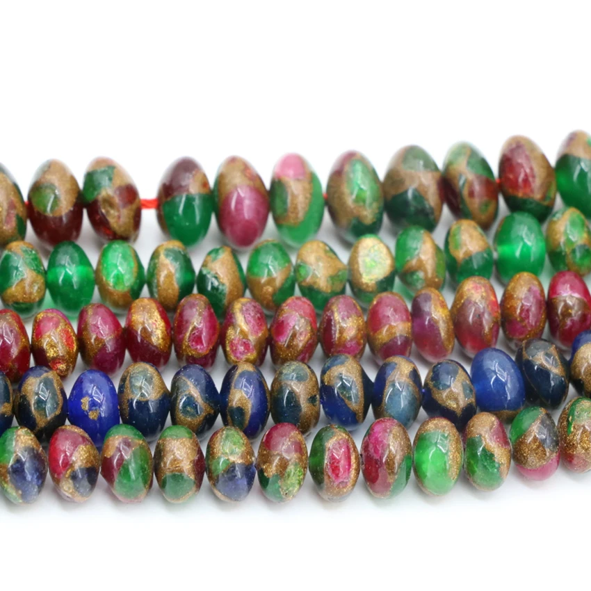 Multicolor Golden Sand Stone Bead Jewelry Making Abacus Rondelle Loose