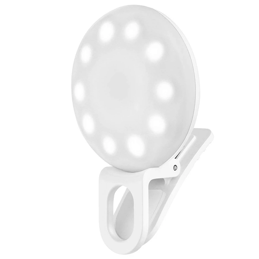 

Selfie LED Camera Light, Clip-on Cell Phone Fill-light with 20 LED, Rechargeable Ring Light for Camera Lighting