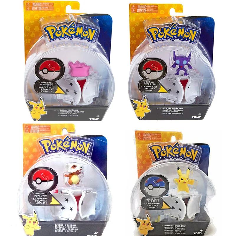 

TAKARA TOMY POKEMON 4Pcs/Set Original Anime Pika Cubone Ditto Sableye Action Figure Model Toys Cute Figure Toys for children