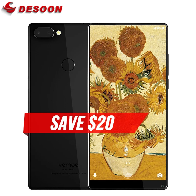 

Vernee Mix 2 6.0" 18:9 Full Screen Smartphone 4G RAM 64G ROM P25 Octa core 13MP Dual Rear lens Android 7.0 Fingerprint Cellphone