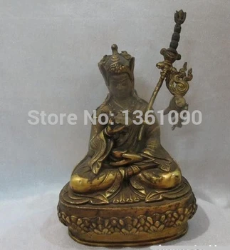 

xd 00665 8"Nepal Amazing Sacred pure Bronze 24K Gilt Padmasambhava master Buddha Statue