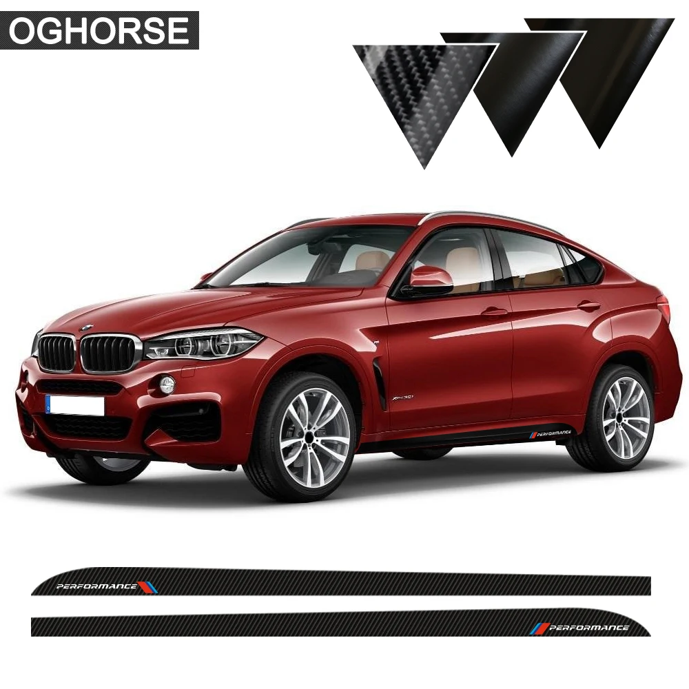 

2Pcs Car Styling M Performance 5D Carbon Vinyl Side Racing Stripes Skirt Sill Decals Stickers for BMW X6 F16 F86 SUV Accessories