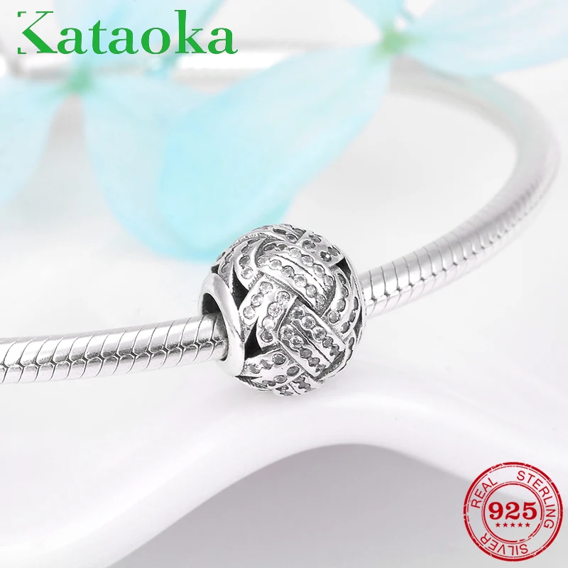 

Love Knot charm beads with clear zircon 925 Sterling Silver fashion womens bead Fit Original Pandora Bracelets Diy Jewelry
