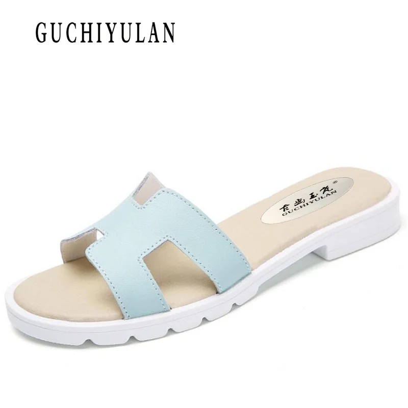 

sandalias mujer 2018 planas Summer Casual Women Genuine leather Flat Sandals women cow Platform Ladies Beach Shoes Flip Flops