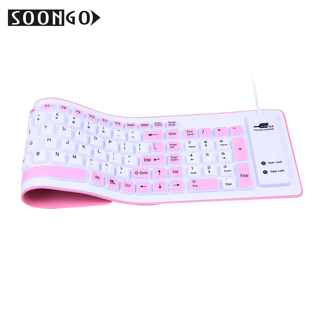 Folding Silicone Soft Keyboard Flexible Wired Slim Gamer Universal Teclado Portable Mini Roll-up Multicolor PC Desktop Laptop (10)