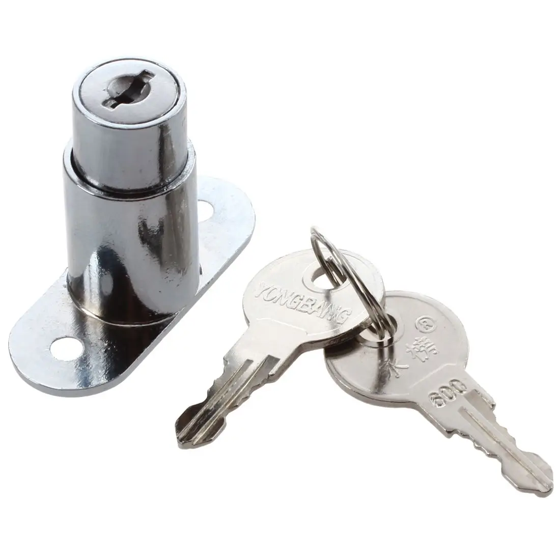 

Silver Tone Metal Sliding Door Showcase Cylinder Plunger Lock with 2 Keys