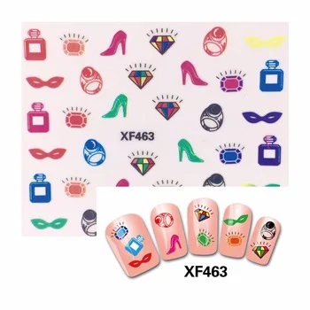 WUF 1 Sheet 3D Hot Sales Stickiness Nail Sticker Colorful Decals Nails Nail Art Sticker Decoration 463