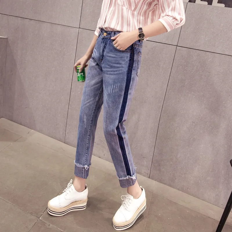 2018 spring and summer high waist boyfriend jeans for