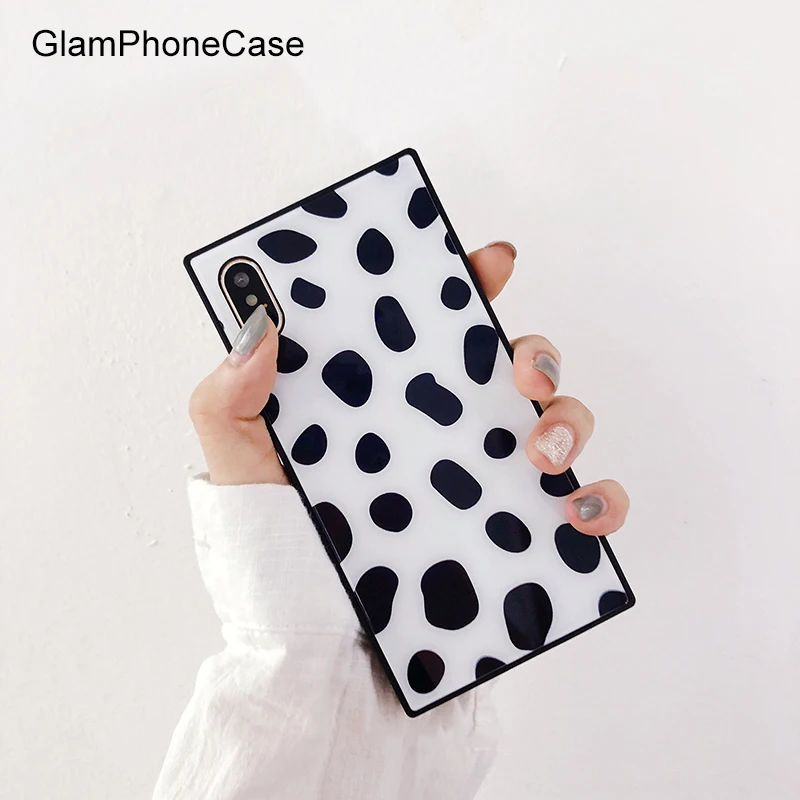 GlamPhoneCase черный белый узор стеклянный чехол для телефона iphone X 8 8PLUS 7 7PLUS 6 6PLUS 6S +