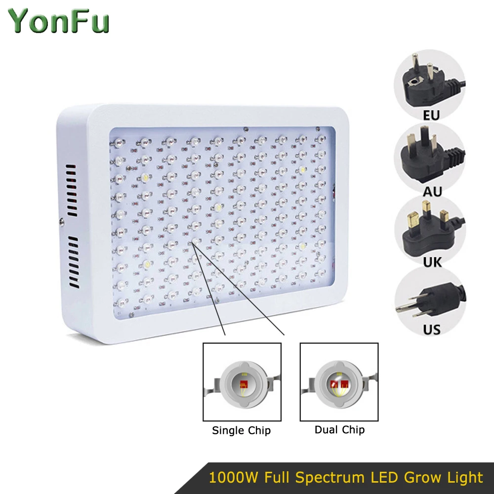 1000 Вт Двойной Фишки светодиодный свет для выращивания полного спектра для внутреннего аквариума растений гидропонный цветок светодиодный свет для выращивания высокой производительности