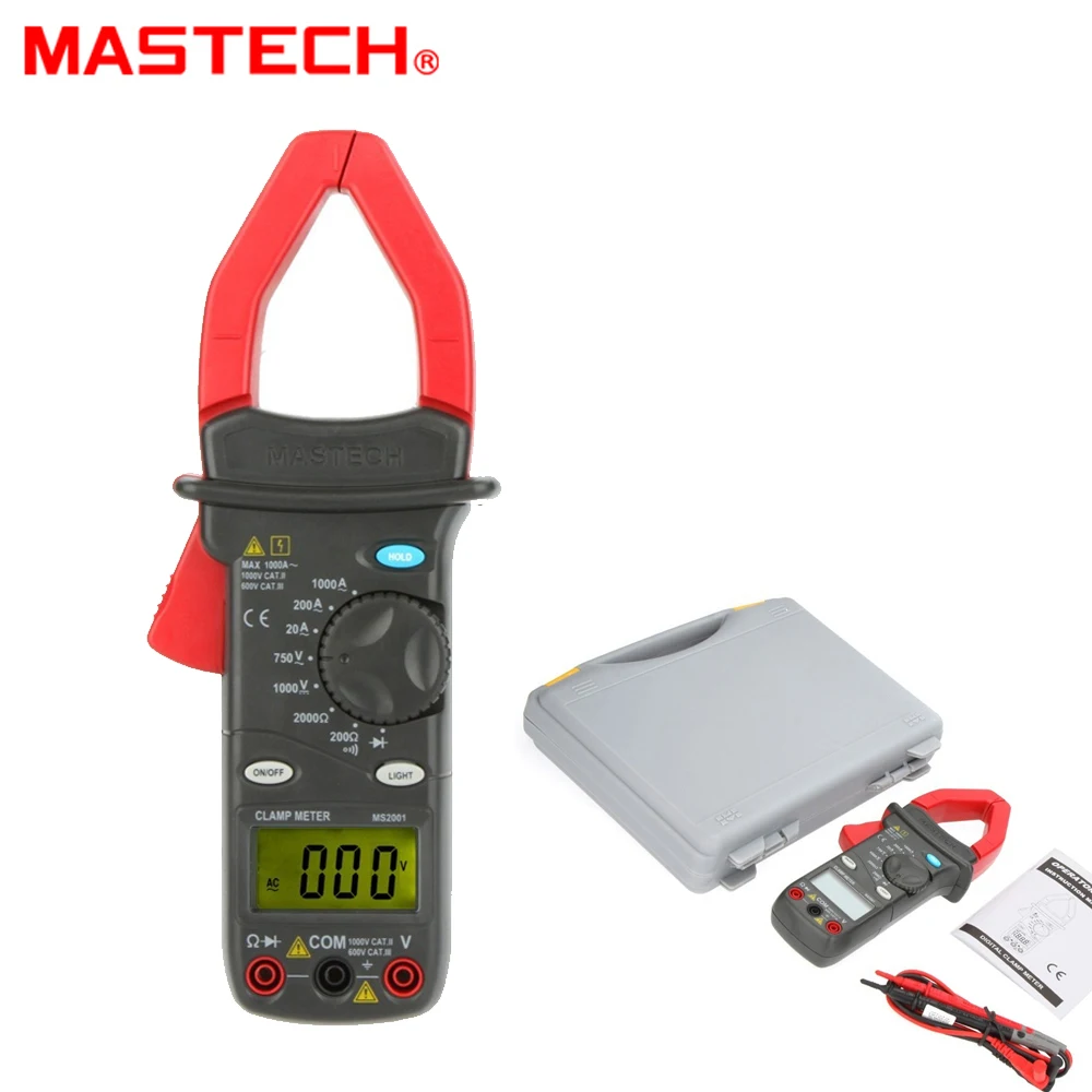 MASTECH MS2001 2000 отсчетов цифровой AC 1000A зажим защелка для измерительного прибора мультиметр мегомметр тестер Multimetro AC/DC